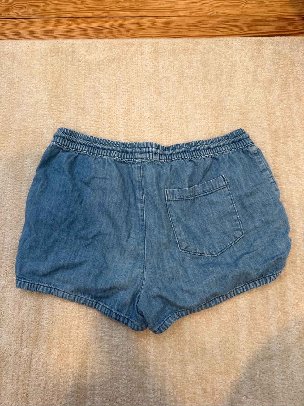 aerie Chambray Blue Drawstring Athletic Shorts - Picture 3 of 3